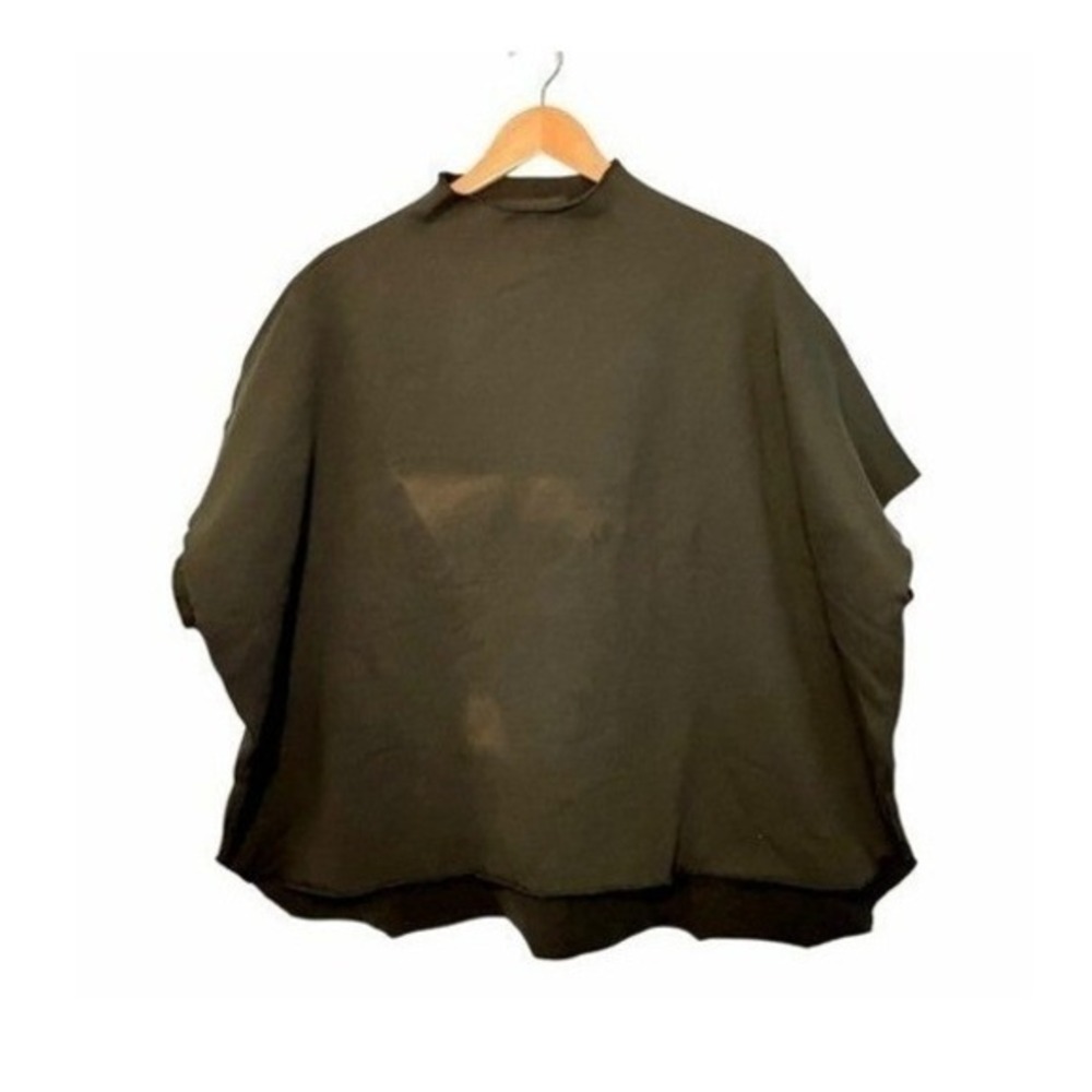 Frank and‎ Eileen Audrey Funnel Neck Capelet Dark Green Terry DISCOLORED